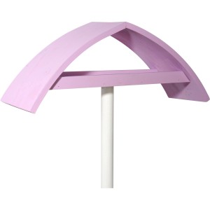 Dobar Vogelfutterhaus New Wave Double FSC® in Lila mit weißem Ständer.