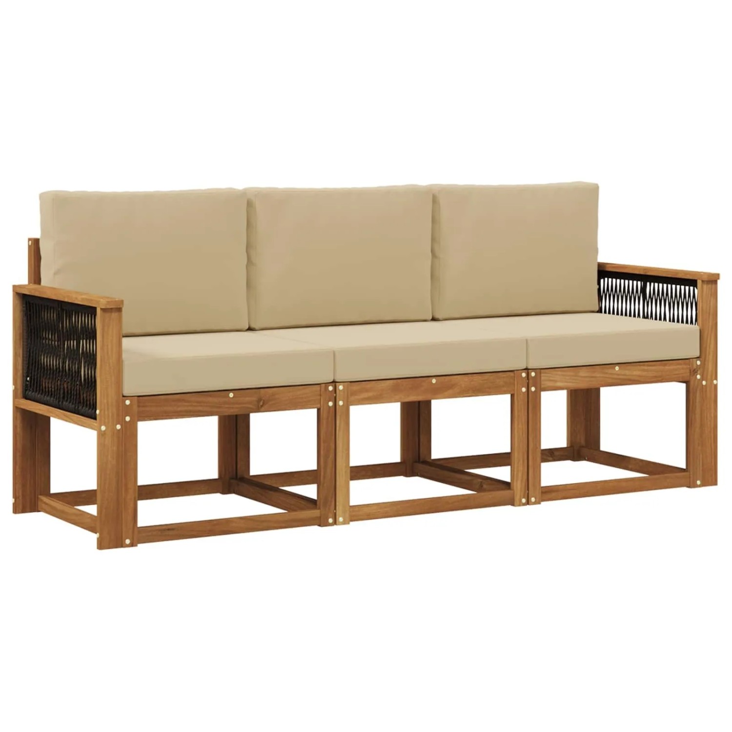 vidaXL Outdoor-Sofagarnitur mit Kissen 3 Stk Natur 3384954