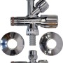 Schell Kombieckventil Set mit Comfort-Griff, Rosette und Anschluss für Einlocharmaturen.