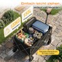 Schwarzer, faltbarer Sekey Bollerwagen mit Campingausrüstung und Lebensmitteln beladen.