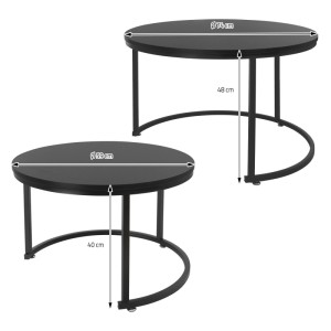 ML-Design Couchtisch 2er Set, schwarz matt, MDF-Platte, runde Wohnzimmertische.