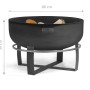 Schwarze CookKing Feuerschale XXL Viking, Ø 80 cm, aus Stahl mit Holzscheiten.