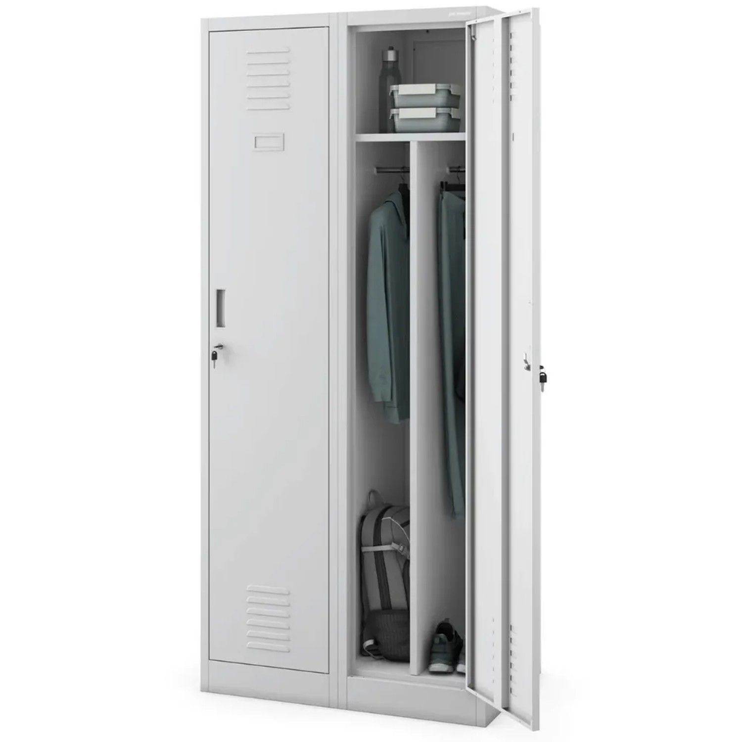 JAN NOWAK Umkleideschrank Spind KACPER 2 Abteile 180 x 80 x 50 cm Grau