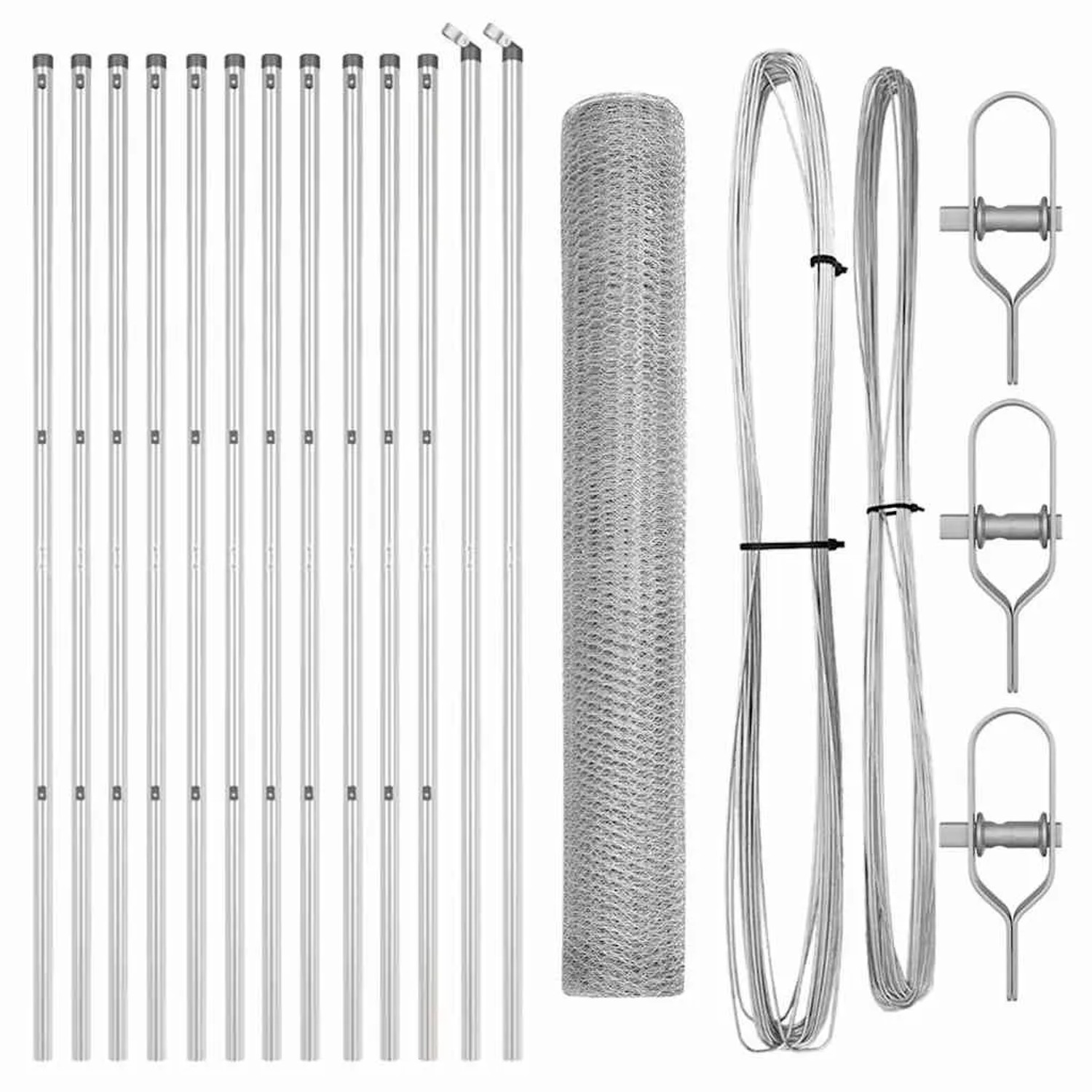 vidaXL Zaun mit Pfosten Silber 1 x 25 m PVC-beschichteter Stahl 3352954 günstig online kaufen