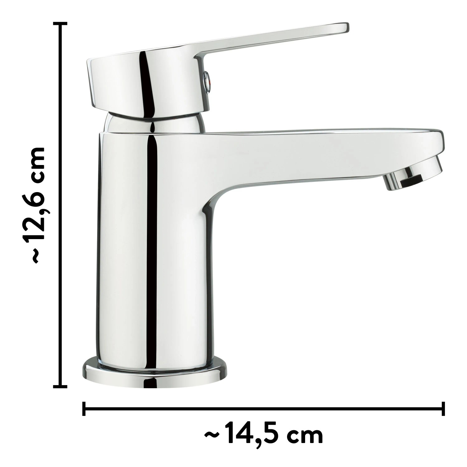 Verchromte baliv Waschtischarmatur WT-5890 mit Einhebelmischer für Waschbecken.