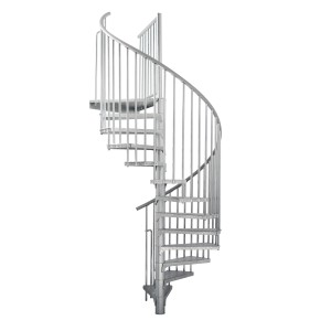 Außentreppe Minka Rondo Zink Smart, 140 cm Durchmesser, Spindeltreppe aus verzinktem Stahl.