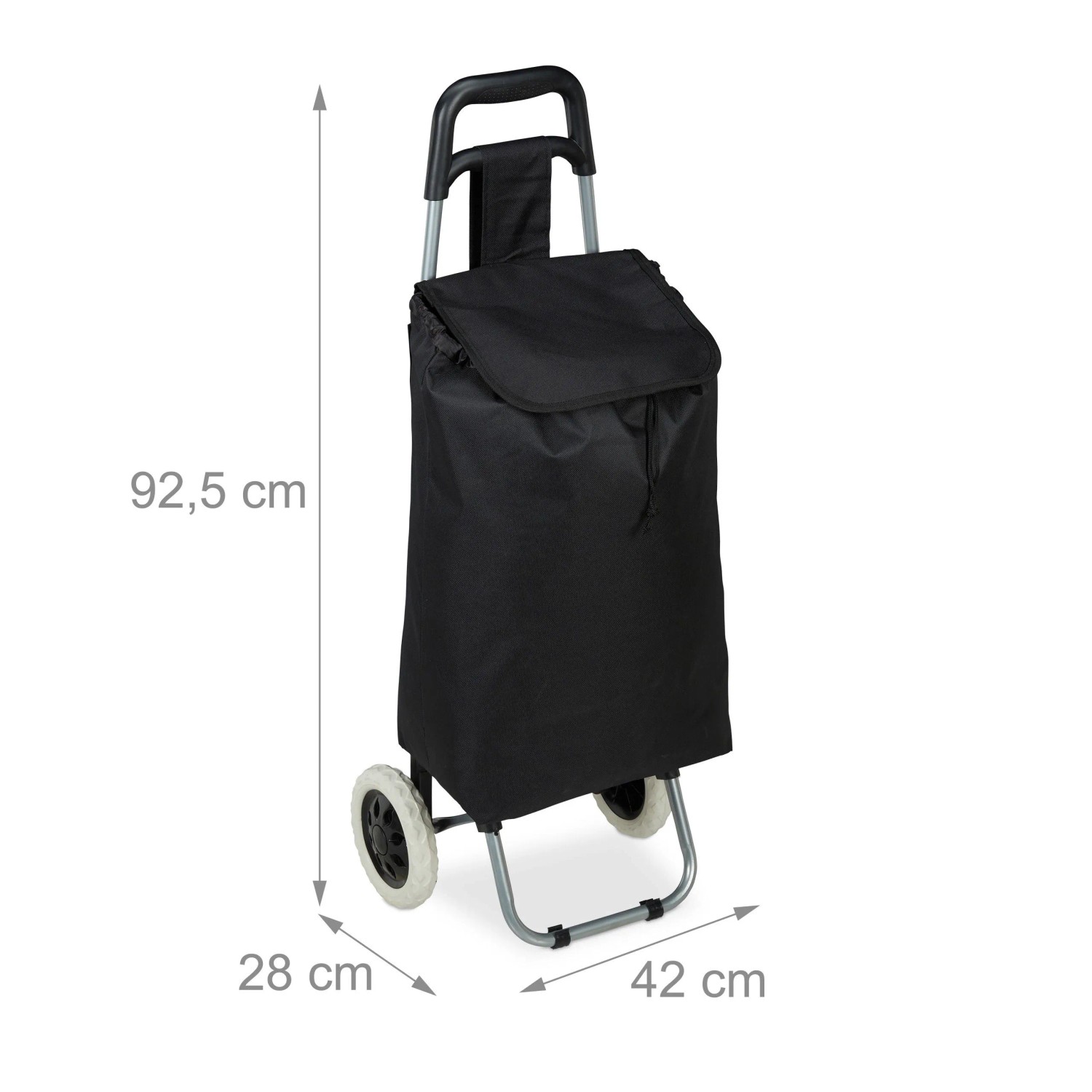 Relaxdays Einkaufstrolley Polyester Schwarz Klappbar 92,5 x 42 x 28 cm 1,4 kg_4