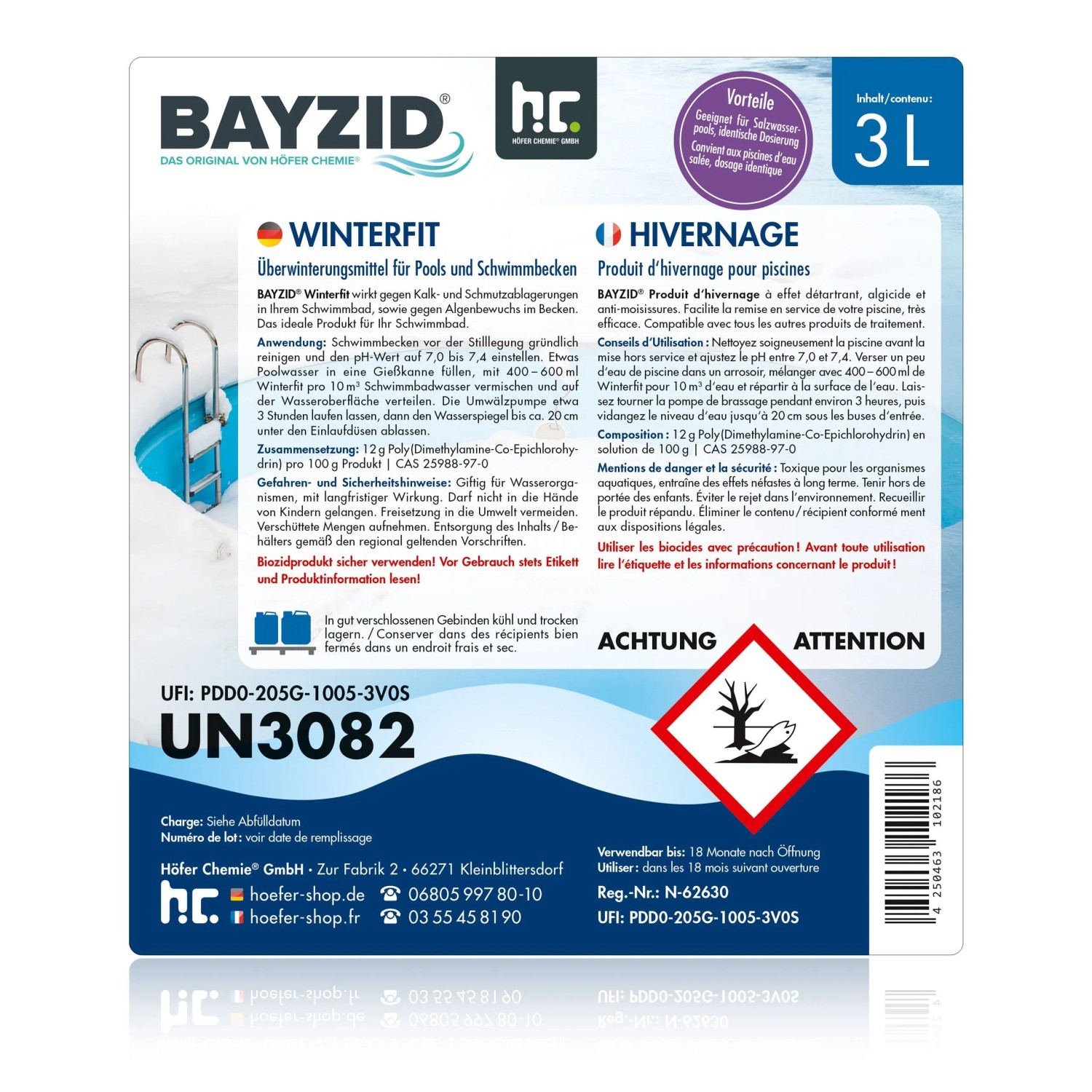 Kanister Bayzid Winterfit Überwinterungsmittel, 3L, für die Poolreinigung und -pflege.