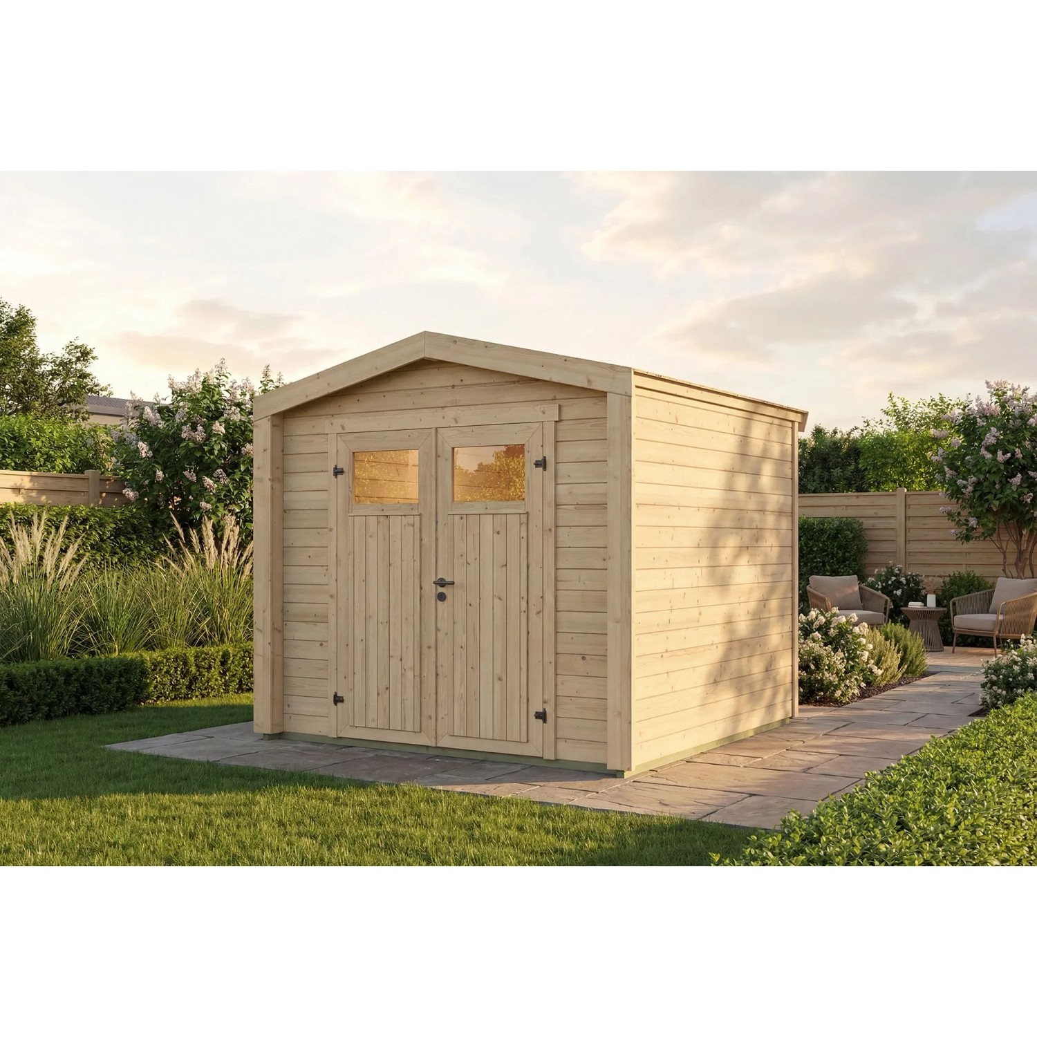 Weka Holz-Gartenhaus Killarney Satteldach Natur Unbehandelt 261 cm x 263 cm
