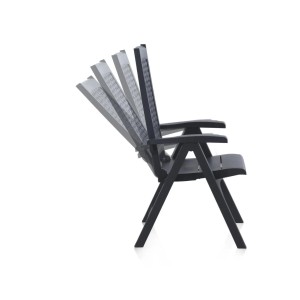 Shaf Milano Gartenstuhl, anthrazit, klappbar und mit verstellbarer Rückenlehne.