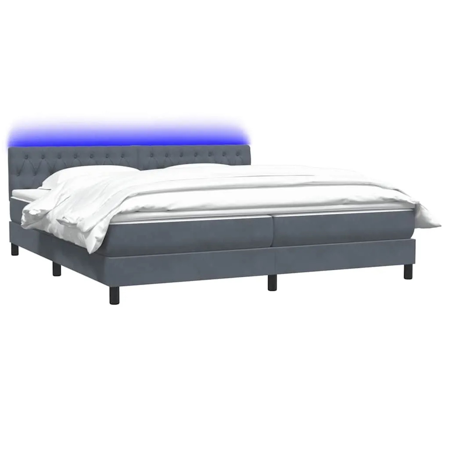 vidaXL Boxspringbett mit Matratze und LED Dunkelgrau 180x210 cm Samt 331718 günstig online kaufen