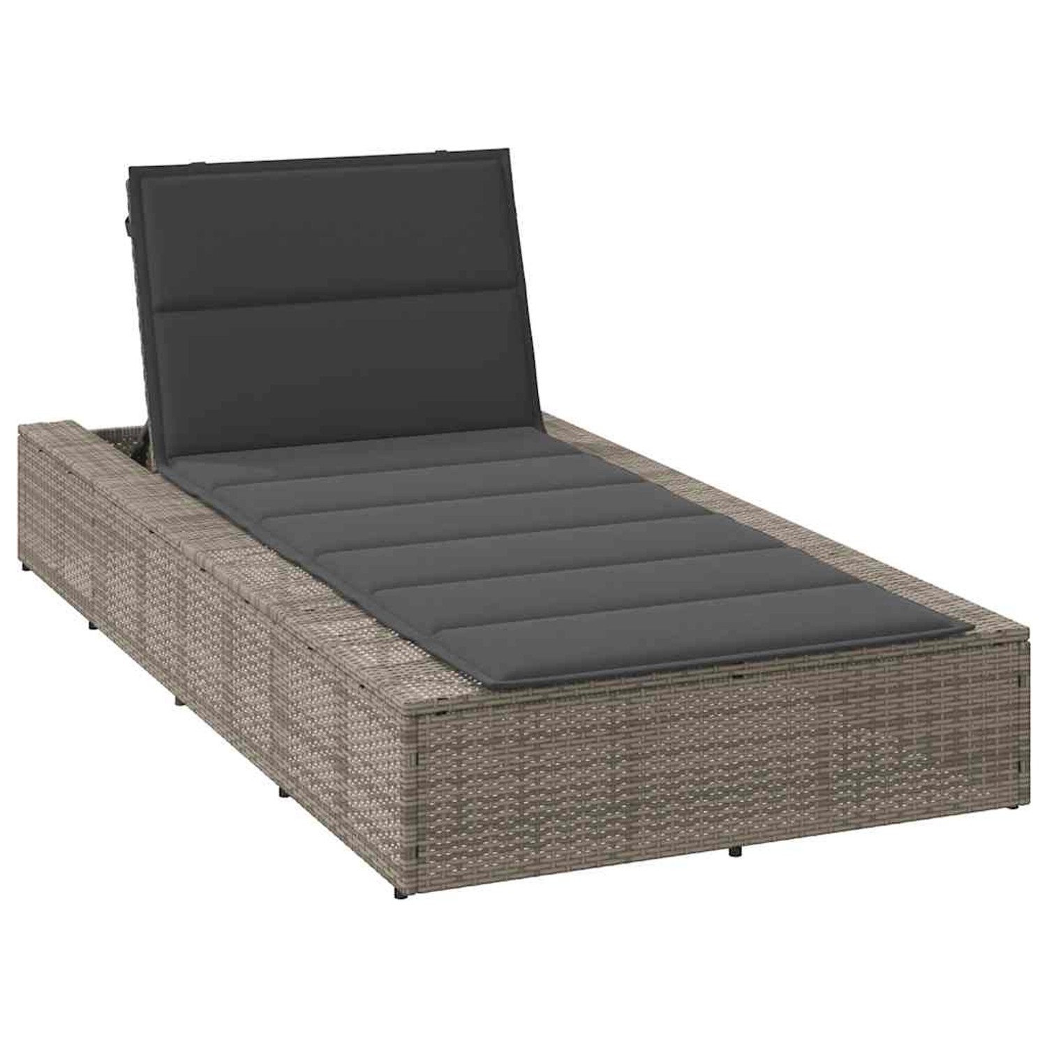 vidaXL Sonnenliege mit Schwebender Auflage Grau Poly Rattan 4104204