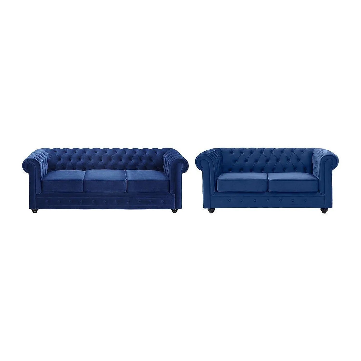Vente-unique Couchgarnitur Chesterfield Königsblau 165 cm  205 cm
