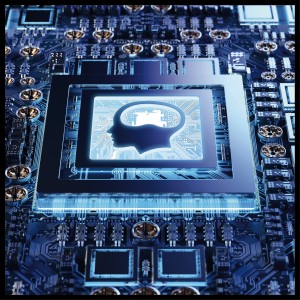 Nahaufnahme: Einhell CE-BC 4 M Batterieladegerät Chip mit Kopf-Symbol auf Platine.