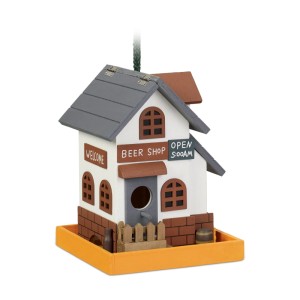 Relaxdays Vogelhaus Wirtshaus Holz Bunt Aufklappbar 23 cm x 18 cm x 18 cm 0,7 kg