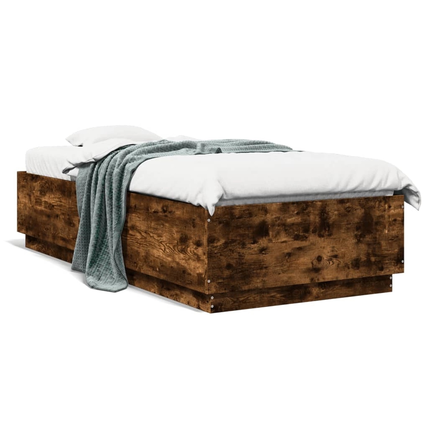 vidaXL Bettgestell Räuchereiche 90x200 cm Holzwerkstoff 3209727 günstig online kaufen