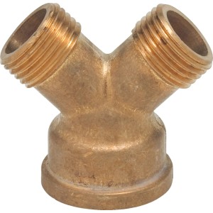 2-Wegeverteiler aus Messing für Schlauchanschlussstücke, Y-Form.