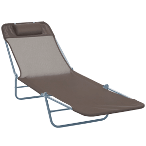 Outsunny Sonnenliege Stahl Netzstoff Braun 182L x 56B x 28H cm