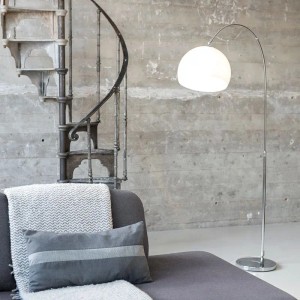 QAZQA Moderne Bogenlampe Chrom mit Weißem Schirm Arc Basic
