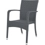 Grauer Stapelstuhl London aus Polyrattan, 2er-Set, für Garten, Terrasse und Balkon.