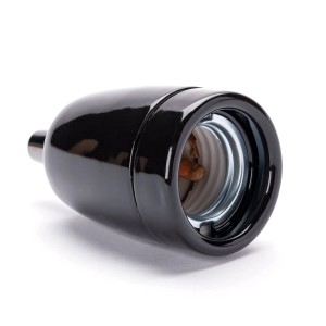 Schwarze Orion Lightstyle Keramikfassung E27 für Lampen und Leuchten.