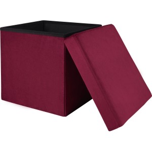 Burgunderroter Falt-Hocker (38 cm) mit Stauraum. Sitzhocker im Blush Bordeaux Design.