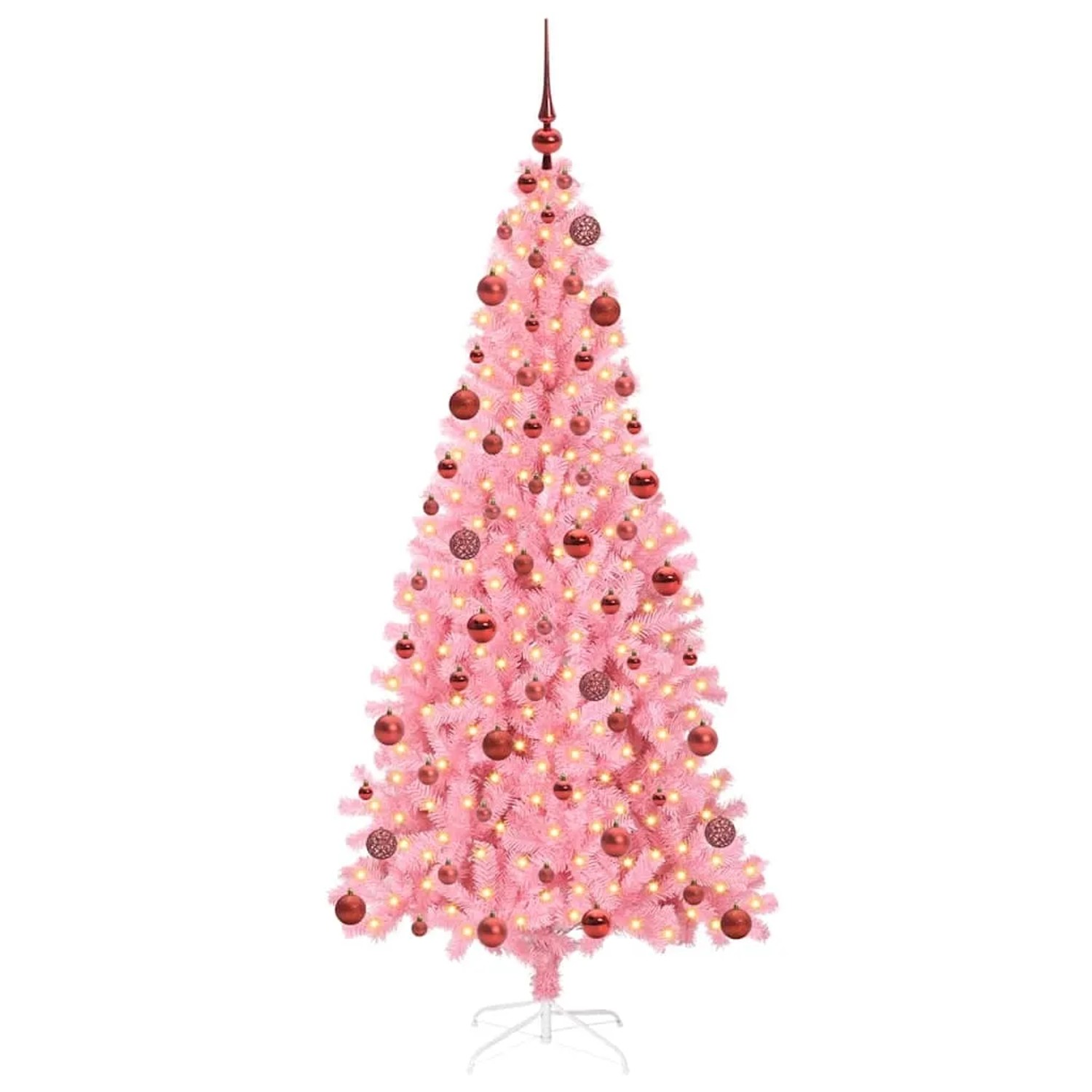 vidaXL Weihnachtsbaum mit 300 LEDs mit Ständer Rosa 180 cm PVC 3396429