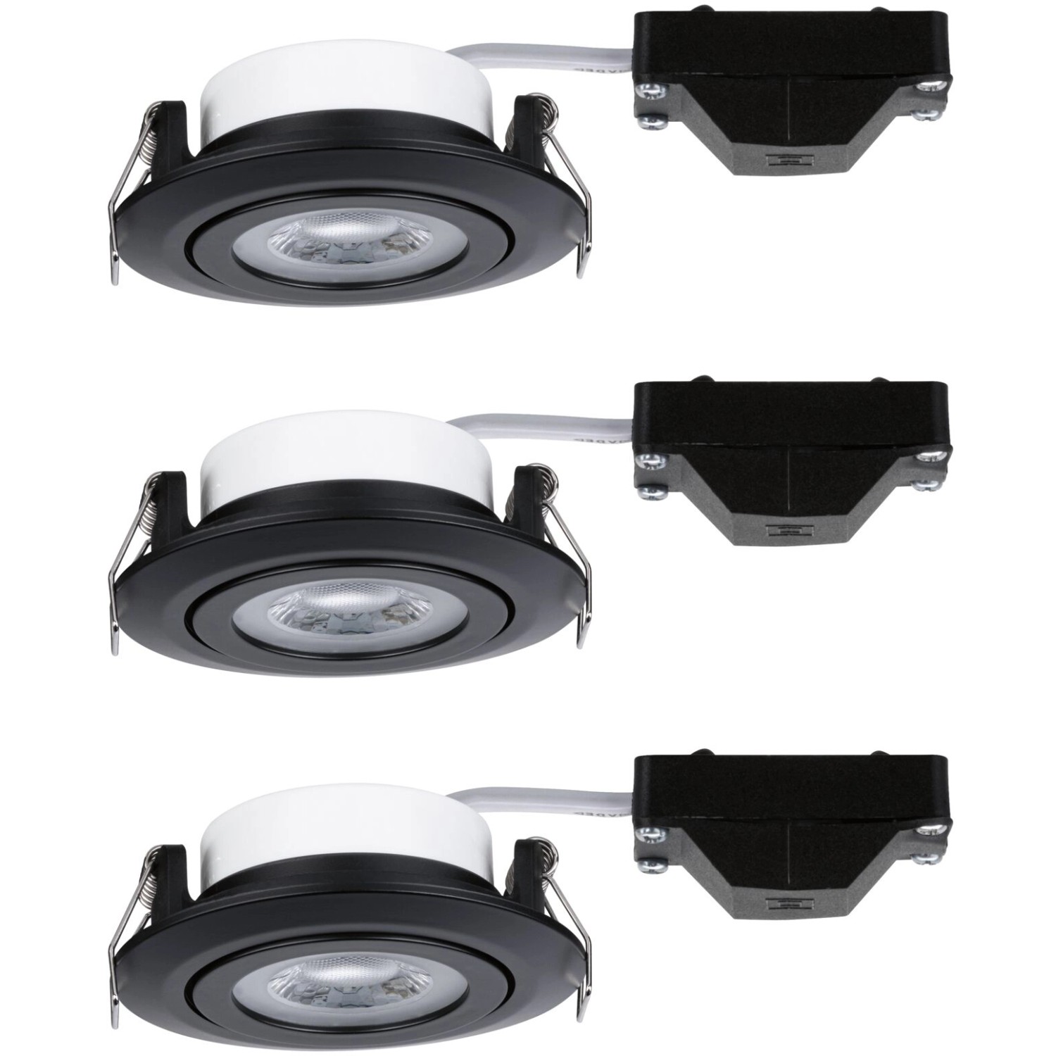 Paulmann LED-Einbaustrahler 3er Set, schwarz matt, schwenkbar. Deckenleuchten für den Innenbereich.