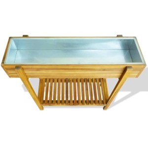DELUKE Hochbeet Mit Ablage HOOD Akazienholz Massiv 90x30x75cm Balkon Hochbeet Kräuterbeet Balkon Tischbeet Terrasse Balkonbeet