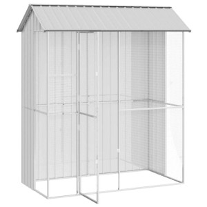 vidaXL Vogelkäfig Grau 215 x 110 x 247 cm Verzinkter Stahl 3325173
