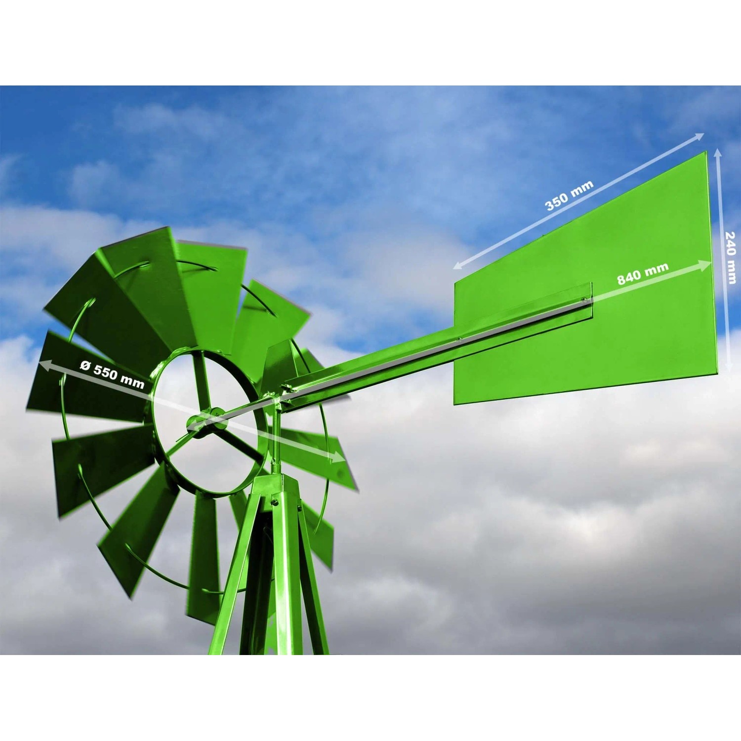 Wiltec Windrad Mit 245Cm Höhe Windmühle In Grün Windspiel Gartendeko Rankhilfe_6