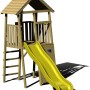 Wendi Toys Spielturm Falke mit gelber Rutsche, Kletterwand und Leiter aus FSC®-Holz.
