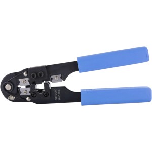 Schwaiger Crimpzange für Westernstecker (RJ45) zum Kürzen, Abisolieren und Crimpen von Kabeln.