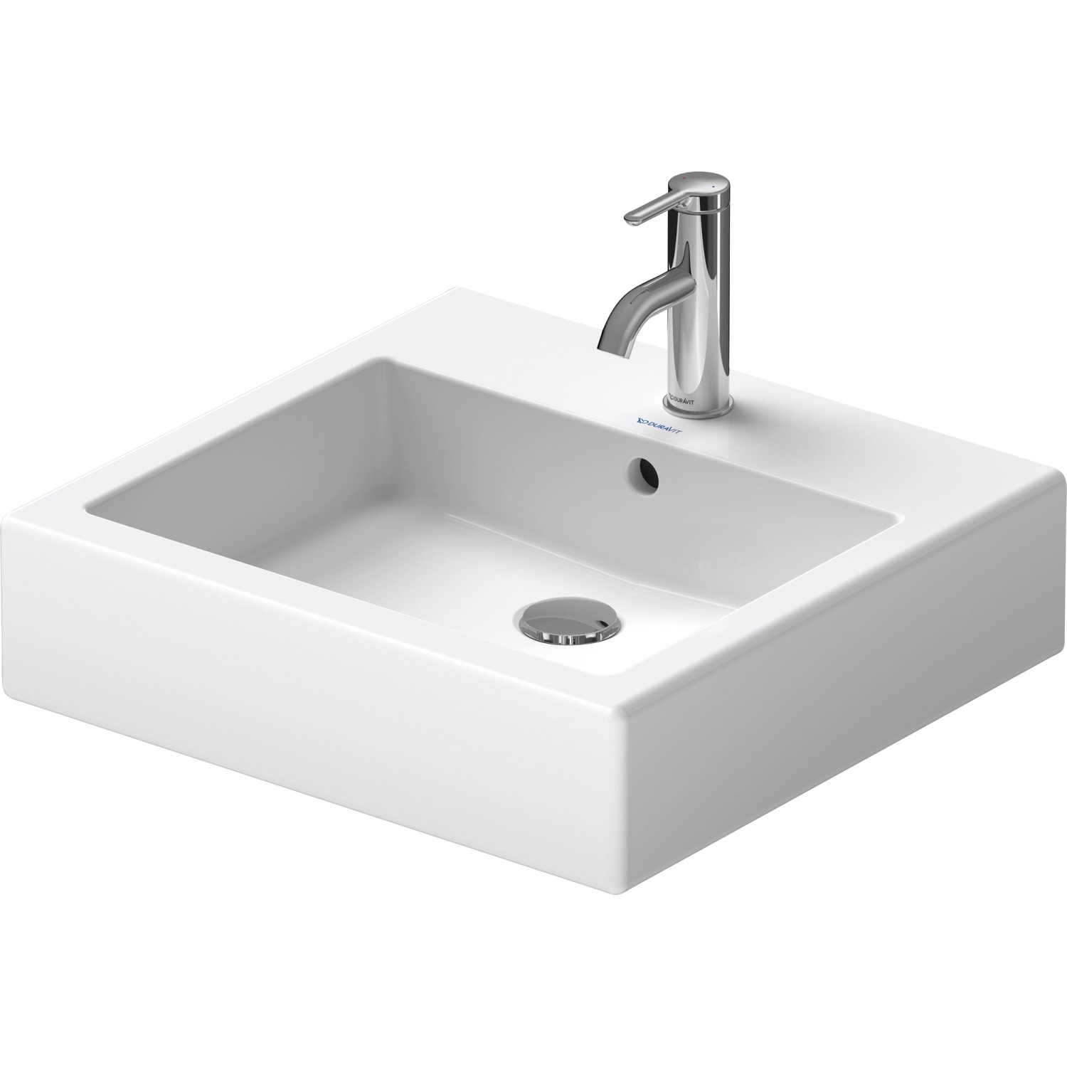 Duravit Waschbecken Vero 50 cm Weiß WonderGliss mit Überlauf + 1 Hahnloch