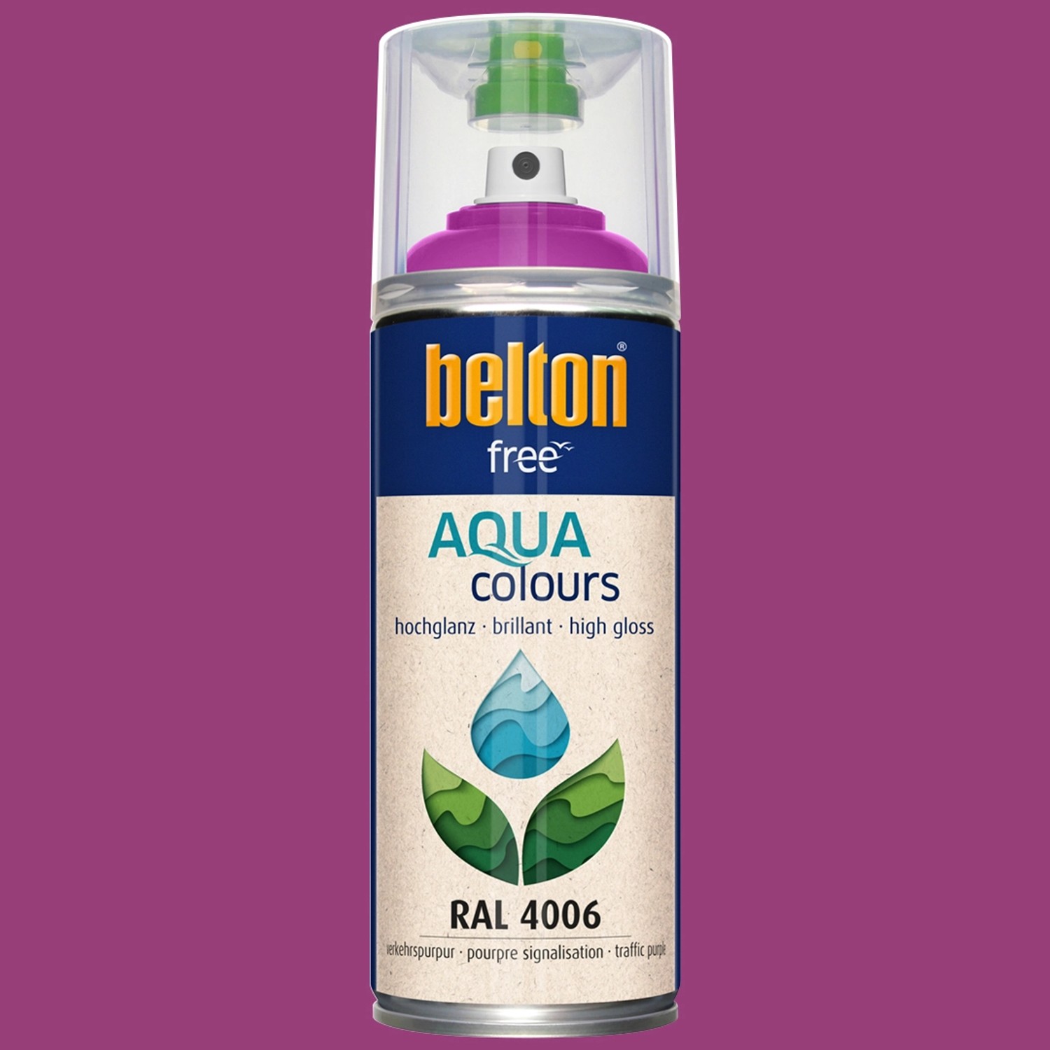 Belton Free AQUAcolours Buntlack RAL 4006 Verkehrspurpur hochglänzend, 400ml Dose.