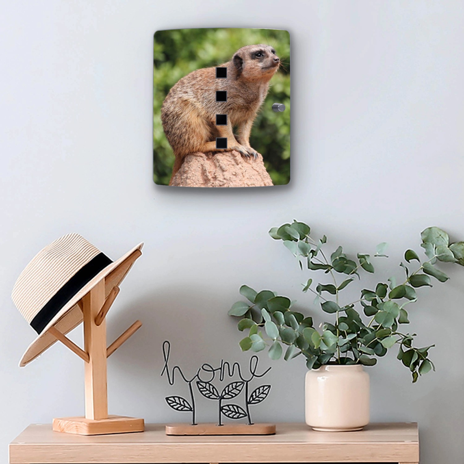 Banjado Schlüsselkasten Edelstahl mit Erdmännchen-Motiv, 24x21,5x7cm, für 10 Schlüssel.