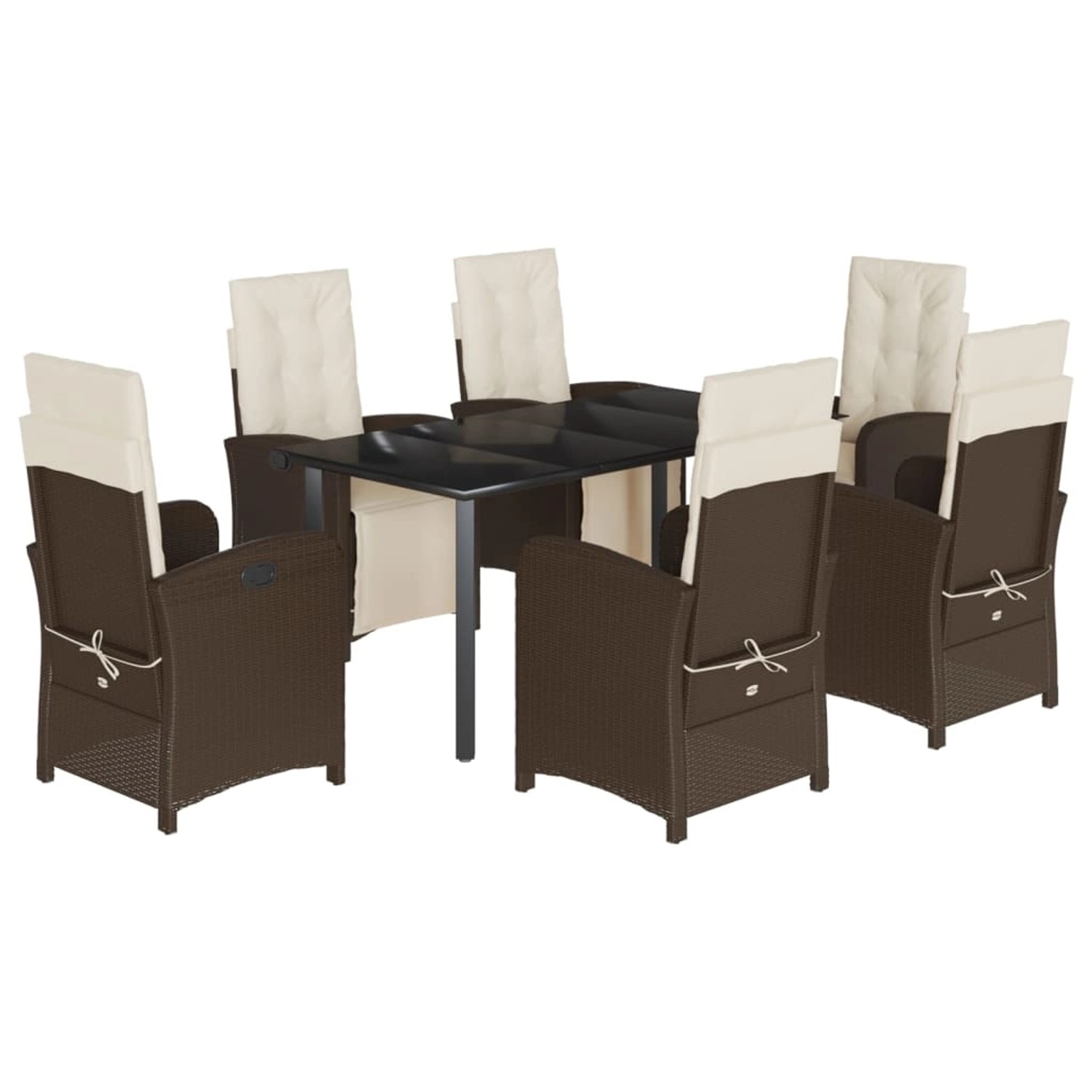 vidaXL 7-Tlg Garten-Essgruppe mit Kissen Braun Poly Rattan 3212553 günstig online kaufen