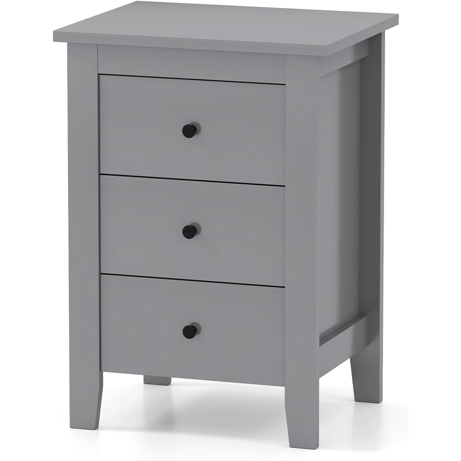 Costway Nachttisch mit 3 Schubladen 46 x 37 x 65 cm Grau