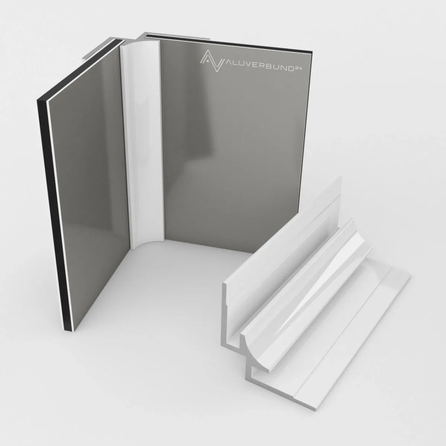 Aluverbund24 200cm Inneneckprofil für Alu Verbundplatte Weiß RAL9016