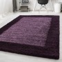 Ayyildiz Hochflorteppich Life 1503, violett, 100x200 cm. Flauschiger Shaggy Teppich mit Bordüre.