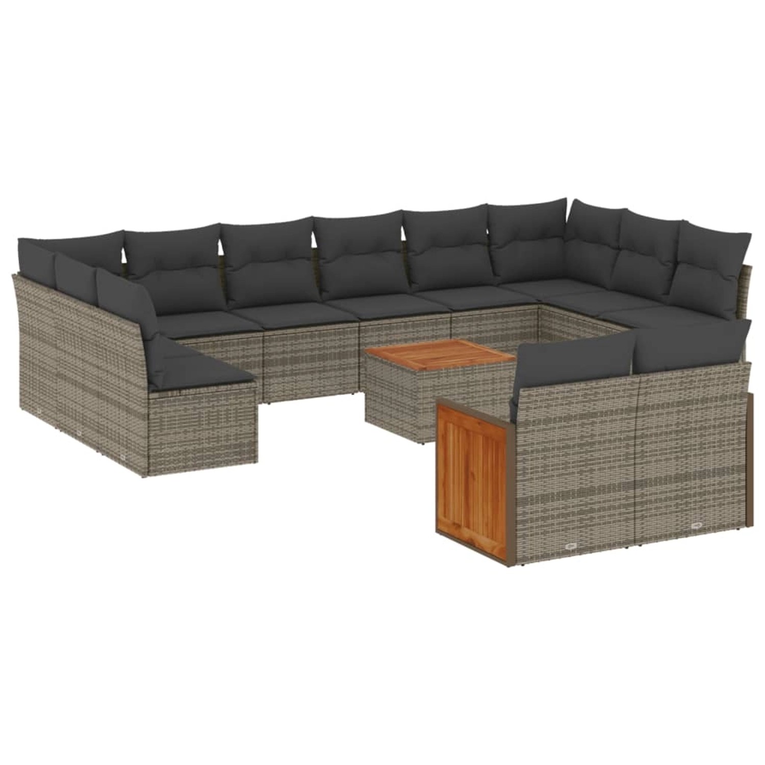 vidaXL 13-Tlg Garten-Sofagarnitur mit Kissen Grau Poly Rattan 3228132 günstig online kaufen