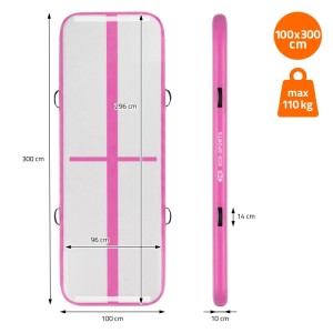 ECD Germany Aufblasbare Gymnastikmatte Airtrack 300x100x10 cm Rosa