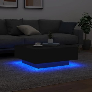 Schwarzer vidaXL Couchtisch mit LED-Beleuchtung, quadratisch, 80x80 cm. Moderner Tisch für Wohnzimmer.