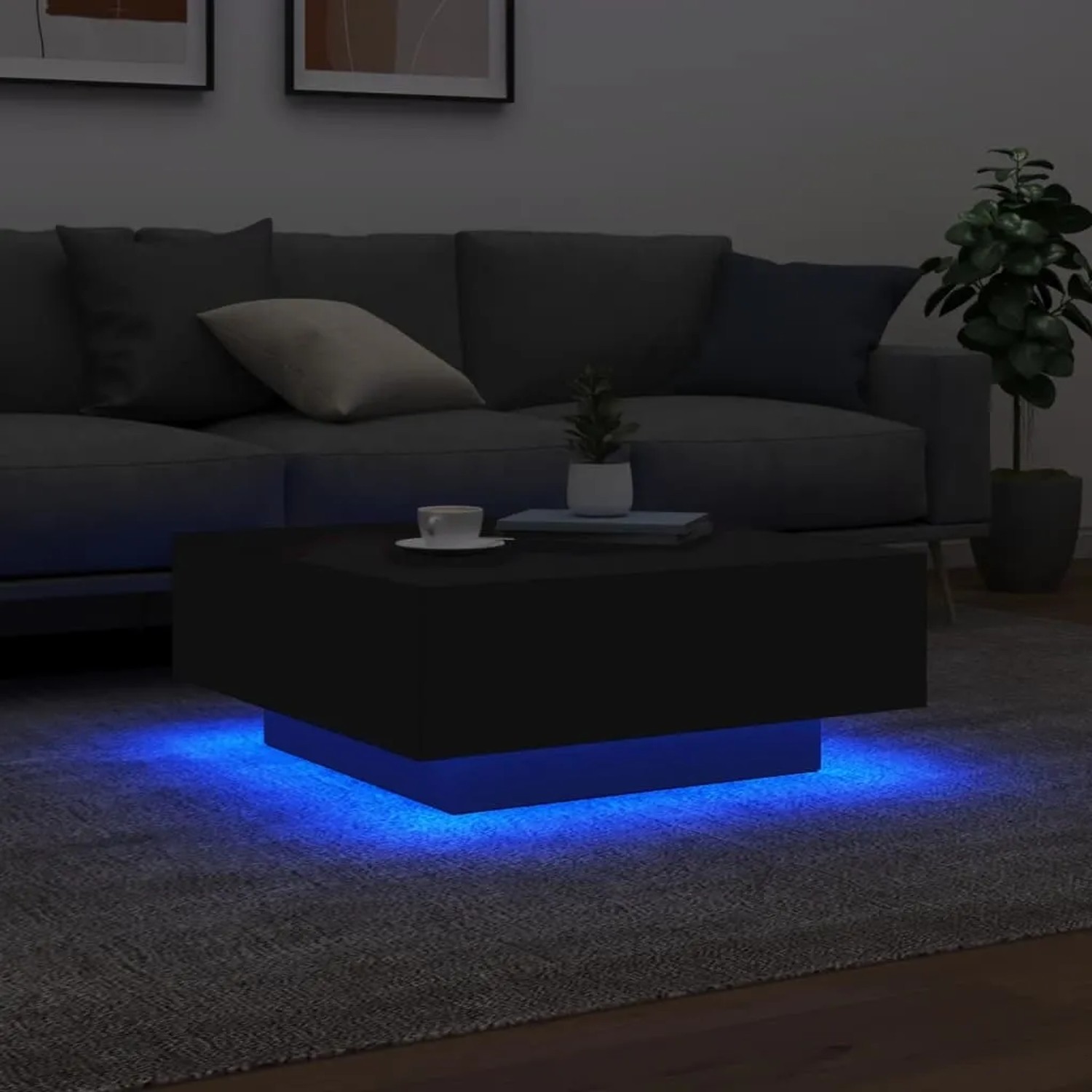 vidaXL quadratischer Couchtisch Schwarz mit LED 80 x 80 cm kaufen bei OBI