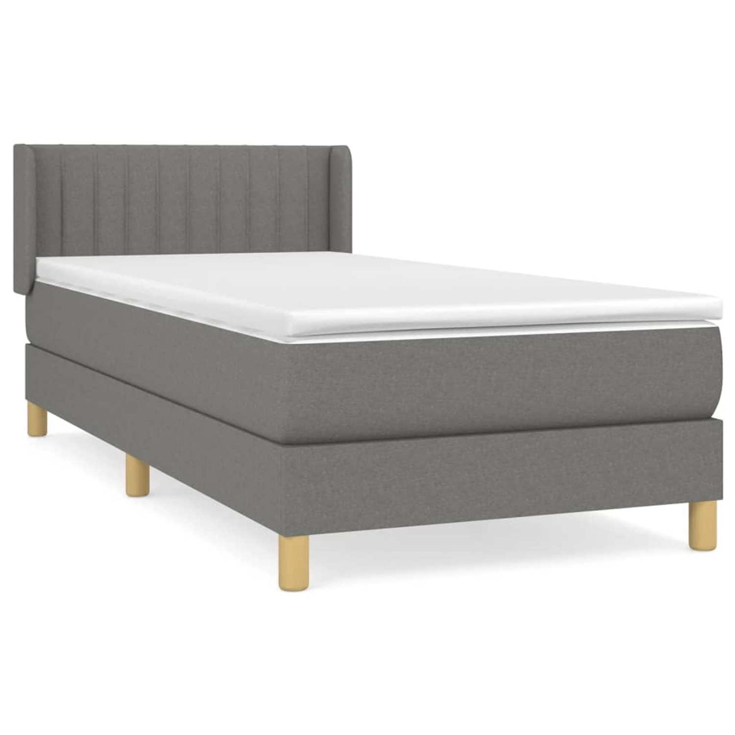 vidaXL Boxspringbett mit Matratze Dunkelgrau 90x200 cm Stoff 3130402