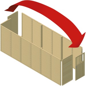 Karibu Geräteraum 2 für Doppelcarport 5,4 m mit Tür, kesseldruckimprägniert, zur Montage am Carport.