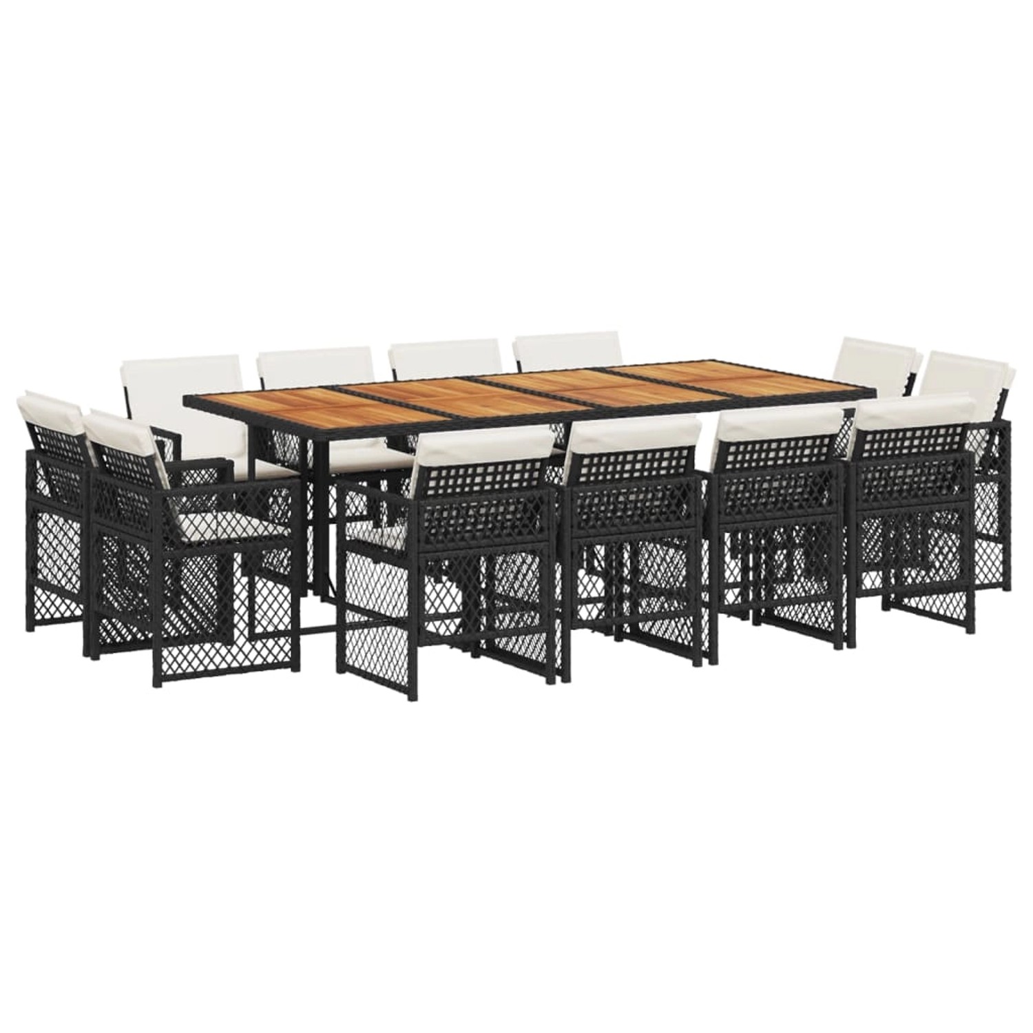 vidaXL 13-Tlg Garten-Essgruppe mit Kissen Schwarz Poly Rattan 3210867 günstig online kaufen