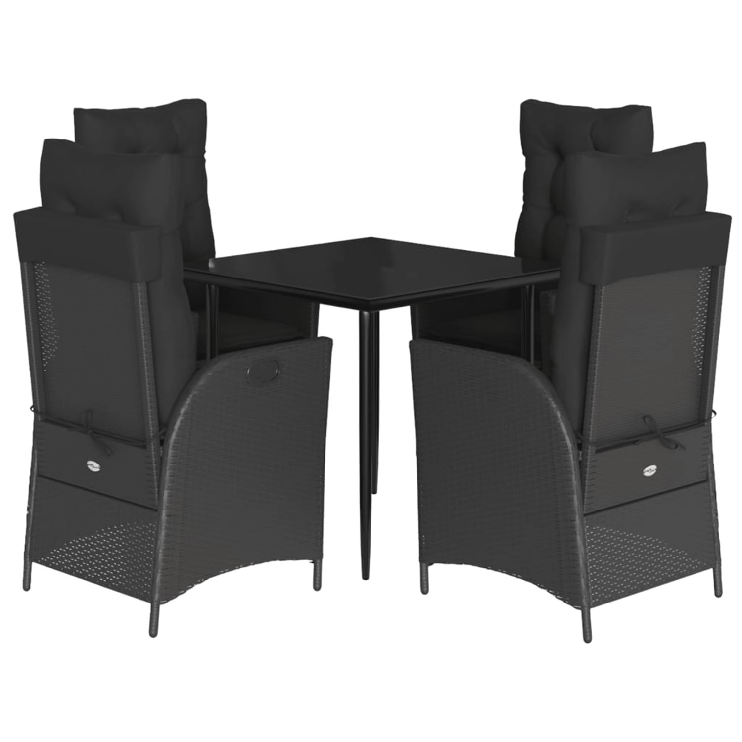 vidaXL 5-Tlg Garten-Essgruppe mit Kissen Schwarz Poly Rattan 3213175 günstig online kaufen