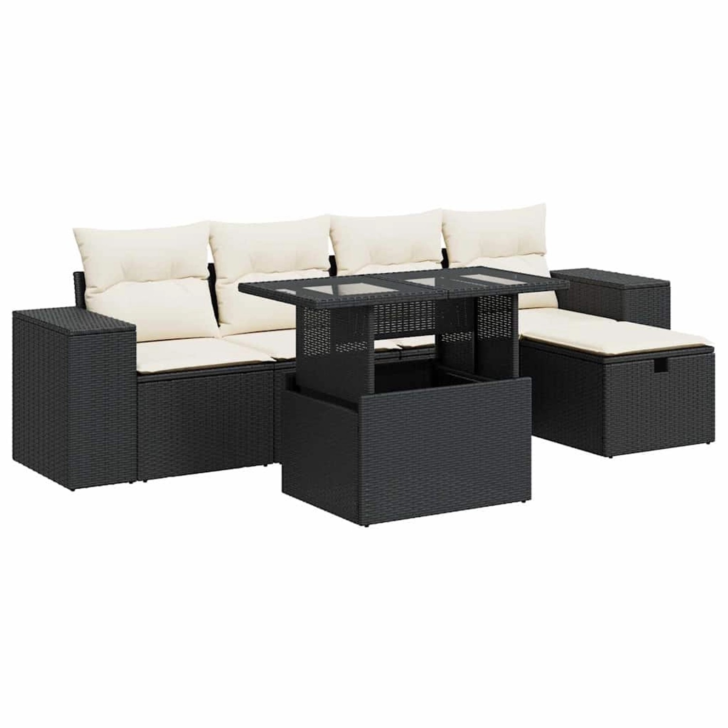 vidaXL 6-Tlg Garten-Sofagarnitur mit Kissen Schwarz Poly Rattan 3327926 günstig online kaufen