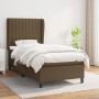 Boxspringbett dunkelbraun (90x200 cm) mit Stoffbezug und Matratze. Bett mit hohem Kopfteil.